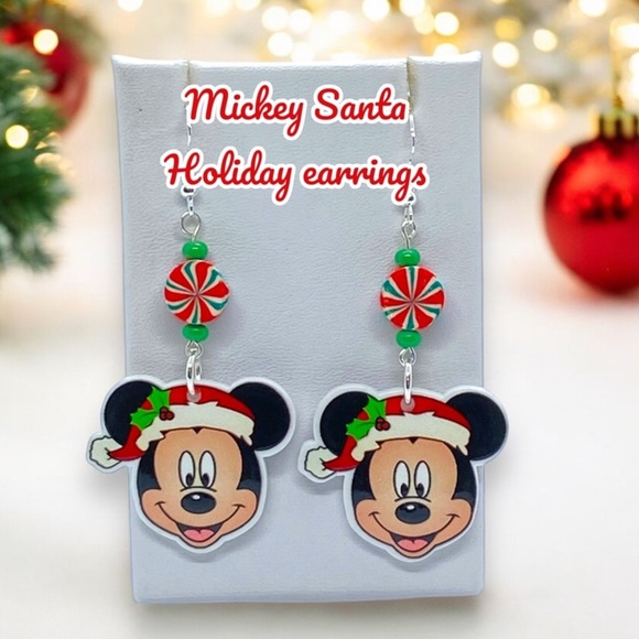 Assorted Mickey Mouse Christmas Holiday dangle Earrings - Picture 10 of 11